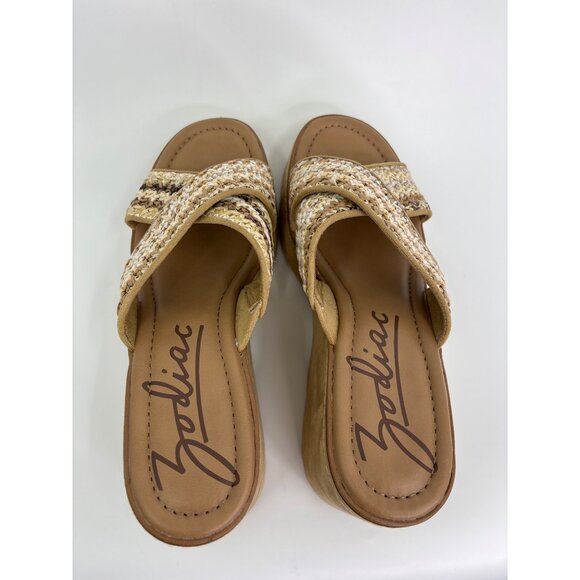 Zodiac Nessa Boho Criss Cross Woven Band Platform Wedge Sandal Tan 11 NWOB - Picture 4 of 7
